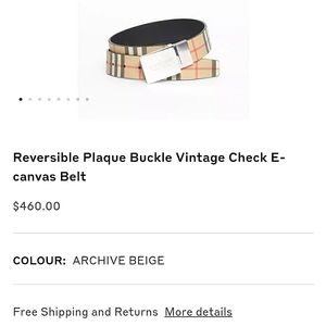 Burberry 35mm reversible plaque vintage check belt